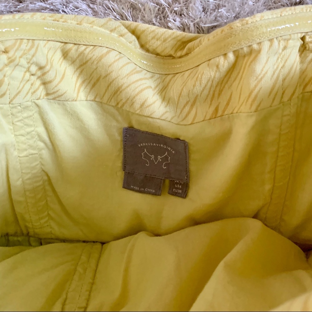 Anthropologie Strapless Yellow Green Fish-Print Dress - Picture 7 of 10